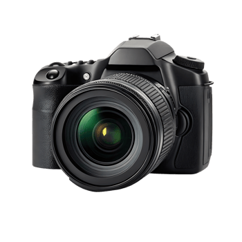 Professional DSLR camera with lens png