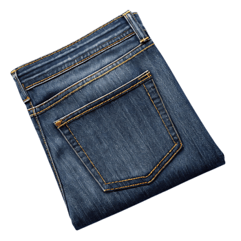 Folded blue jeans, denim pants, fashion apparel png