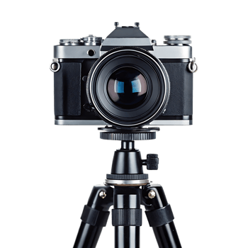 Camera on tripod, photography equipment png