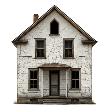 Abandoned house, weathered facade, cracked paint png