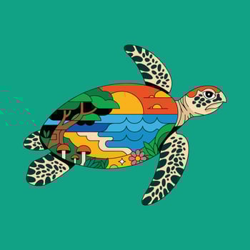 Turtle Tales A Canvas of Nature's Wonders vector
