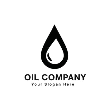Oil company logo template featuring a simple black oil or liquid drop icon symbol on white background. vector