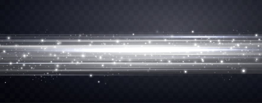 Speed rays, light neon flow, zoom in motion effect, silver glow speed lines, colorful light trails vector