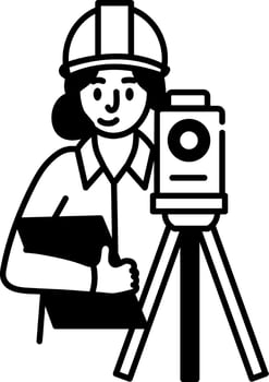 A doodle style icon of a construction camera vector