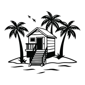Beach Scene Design Sublimation Art vector