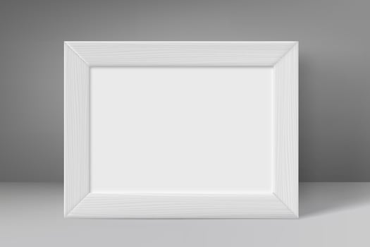 Blank grey wood frame with white paper. 3d mockup vector