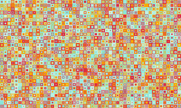 Vibrant mosaic of tiny squares in warm, earthy tones. Perfect for backgrounds, textiles, or website design. Evokes feelings of energy, joy, and playful creativity. vector