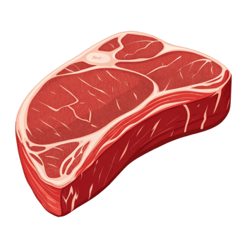 a thick juicy raw beef steak cut from the muscle showcasing the natural marbling and texture png