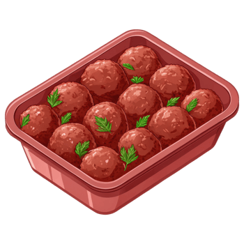 Fresh beef meatballs in a package png