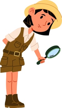 Girl Safari Explorer Magnifying Glass vector