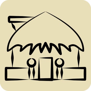 Icon Hut. related to Hawaii symbol. hand drawn style. design editable vector