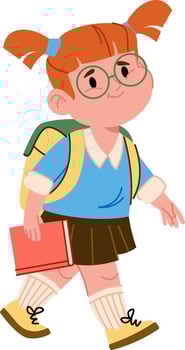 Schoolgirl Walking With Book And Backpack vector