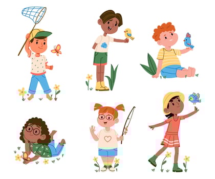 Happy Kids Springtime Fun vector