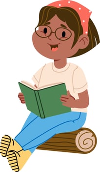 Girl Reading Book Cartoon vector