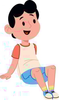 Happy Small Boy Cartoon Child Sitting vector
