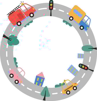 Road Trip Vehicles Circle Frame vector