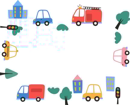 Simple City Vehicles Frame vector