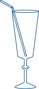 Tall Glass Straw Beverage Line Art vector