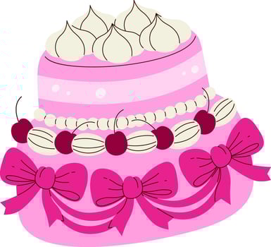Cake Sweet Birthday Treat with Ribbons vector