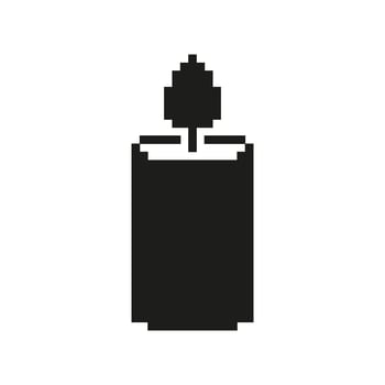 Pixel Art Candle Icon. Symbol of Light, Memory, and Warmth. Isolated Illustration vector