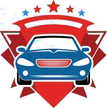 Blue Car Emblem Red Stars American Style vector