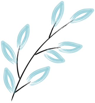 Painting illustration Branch and blue leaf png