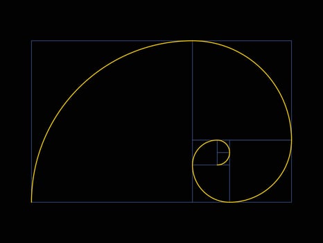 Golden ratio. Fibonacci number, section, divine proportion, spiral vector