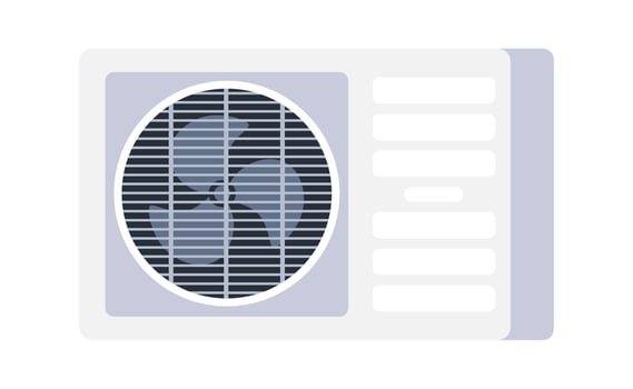 Air Conditioner Unit Cooling System Displaying Rotating Fan and Ventilation Grill vector