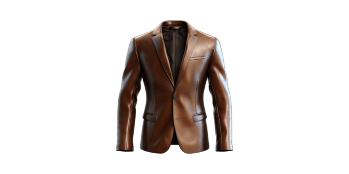 Brown Leather Blazer Jacket. Fashionable Outerwear For Stylish Men Isolated On Transparent Background png