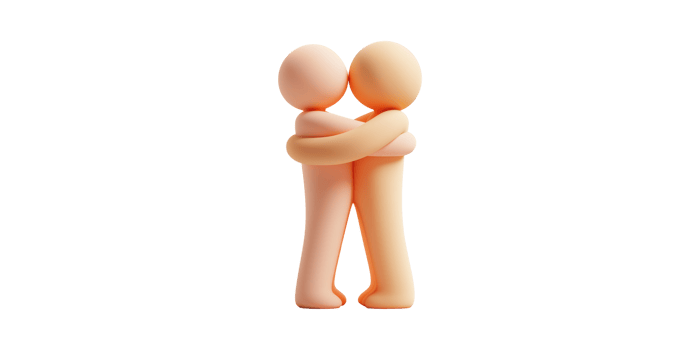 3D Illustration Of Two Figures Embracing. Symbolizes Connection And Emotional Support Isolated On Transparent Background png