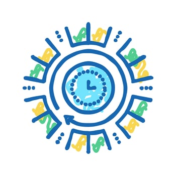 time running future icon doodle illustration vector