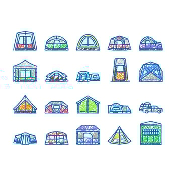 tent vacation travel tourism icons hand drawn vector