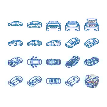 car vehicle auto transport icons hand drawn vector