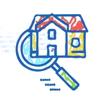 house research icon doodle illustration vector