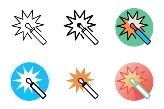 Welding sparks explosion icon with glowing flare illustration in outline style, perfect for visualizing industrial processes and welding techniques, labour day or labor day line art icon set vector