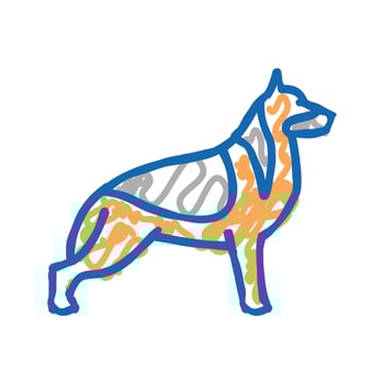 german shepherd dog icon doodle illustration vector