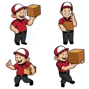 The Courier Set of Delivery Poses vector