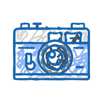 vintage camera hipster retro icon doodle illustration vector