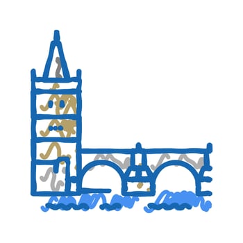 charles bridge icon doodle illustration vector