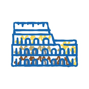 coliseum arena ancient rome building icon doodle illustration vector