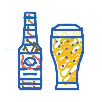 beer drink bottle icon doodle illustration vector