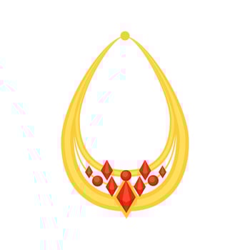 Golden necklace with red gemstones representing wealth and luxury vector