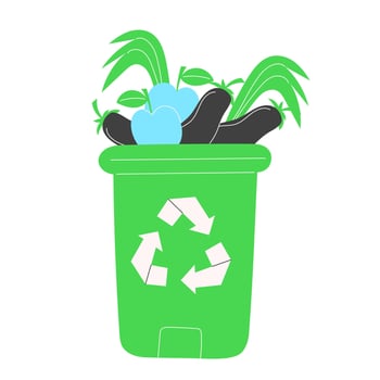 Compost Bin for Plant Waste Recycling. Recycling and Reusing Organic Materials Concept. Flat Illustration. vector