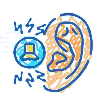 tinnitus relief audiologist doctor icon doodle illustration vector