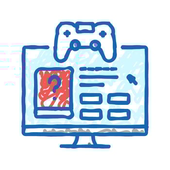 gamification online learning platform icon doodle illustration vector