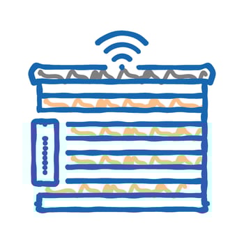 smart window blinds home icon doodle illustration vector