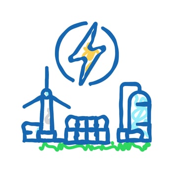 clean energy production carbon icon doodle illustration vector