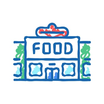 food store building icon doodle illustration vector