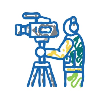 videographer business icon doodle illustration vector