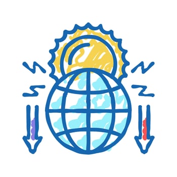 climate change and destruction of nature social problem icon doodle illustration vector